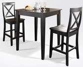 Crosley Furniture 3-Piece Bar Table with 2 X Back Counter Height Stools, Black